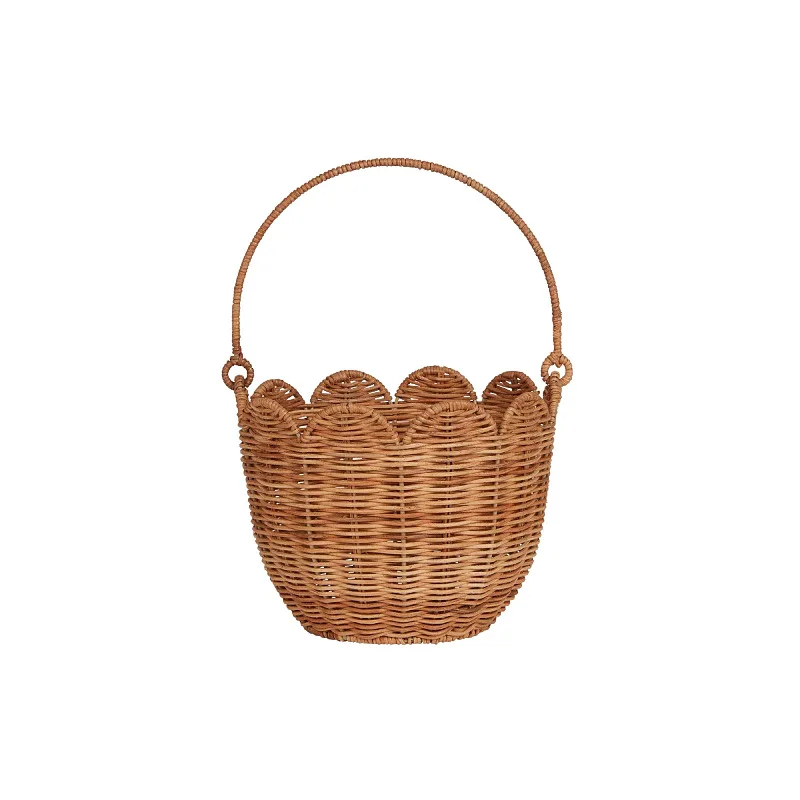 Nordic Rattan Tulip Flower Shape Storage Basket Kid Outdoor Picnic Hand-Woven Carry Tote Home Decor Versatile Weaving Art Basket view 6