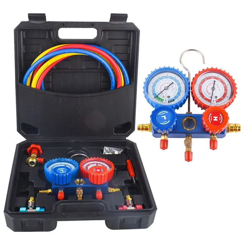 R134a Refrigerant Pressure Fluorination Gauge Set Automotive Air Conditioning Filling Equipment All Copper Snow Filling Valve