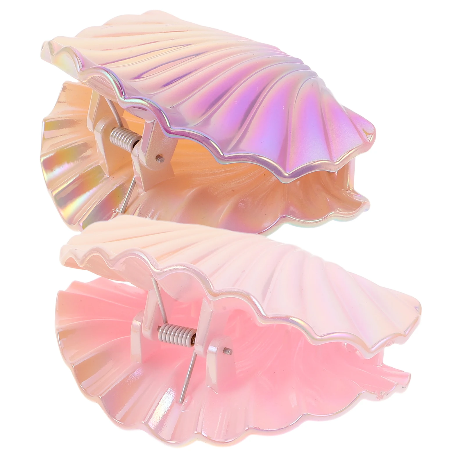 

2pcs Gradient Shell Hair Clip Large Seashell Hairpin Women Girls Shark Claw Lightweight Resin Beach Accessory Comfortable