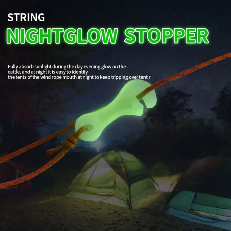 1PCS Luminous Rope Buckle Fluorescence Tent Buckle Alert Outdoor Camping Tent Anti-slip Wind Rope Stopper Tensioner