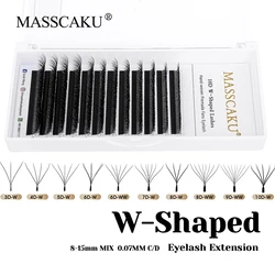 MASSCAKU 도매 C/D 컬 가짜 밍크 미리 만들어진 볼륨 팬 래쉬 개별 푹신한 6D 7D 8D 9D 10D W 스타일 속눈썹 선택하기 쉬운