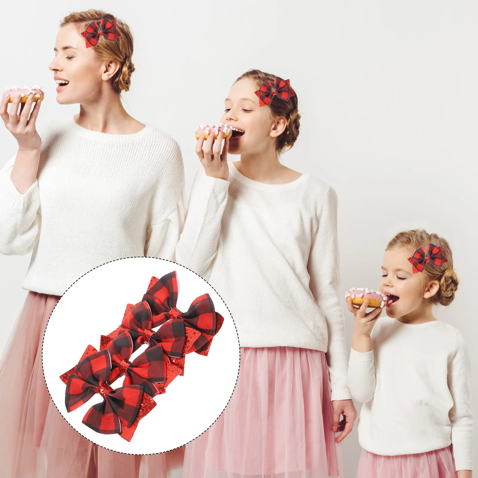 

4Pcs Bow Hair Clips Small Plaid Bows Fashionable Lightweight Hair Accessories for Women Birthday Wedding Party Graduation