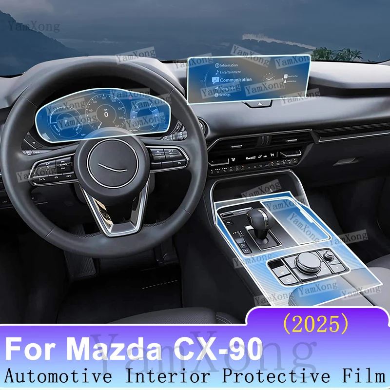 Car Interior Protective Film For Mazda CX-90 2025 Anti-Scratch Cover Dashboard Center Console Screen HD Clear Sticker
