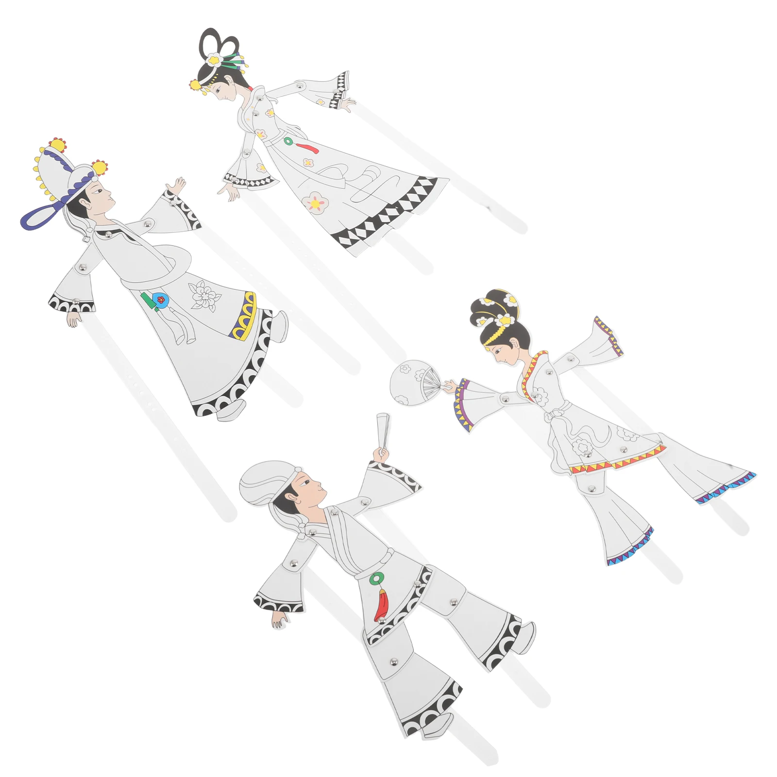 مجموعة أدوات يدوية لدمية الظل مكونة من 4 قطع ذات طابع صيني تقليدي يمكنك صنعها بنفسك لتزيين جدران التفاعل العائلي للأطفال