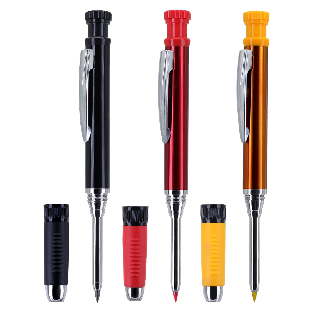 2.8mm 2-in-1 Solid Woodworking Pencil with Lead and Built-in Sharpener, Suitable for Deep Hole Mechanical Pencils, Marking