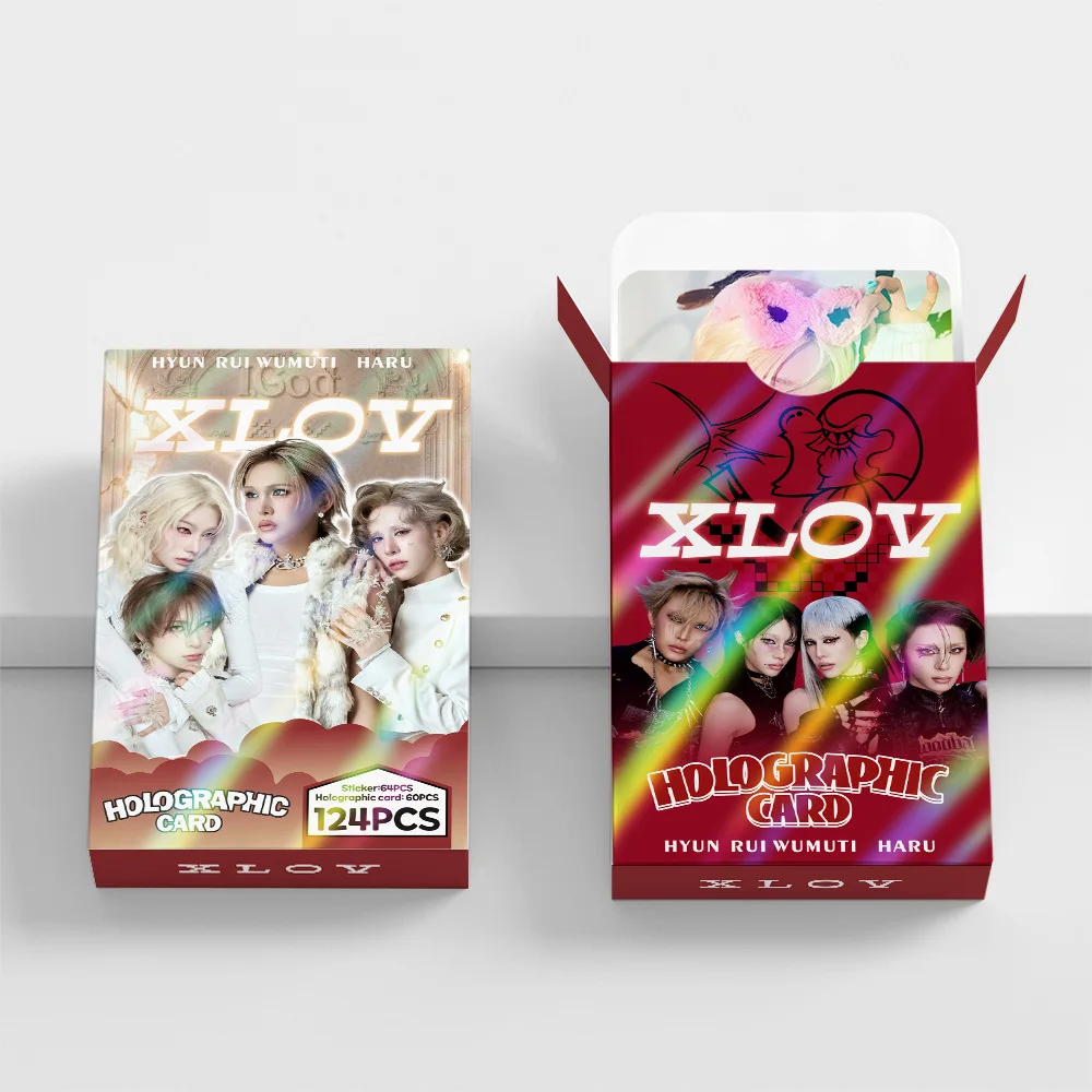 124Pcs XLOV Lomo Cards Photocards HD Fans Collection Cards Decorative Stickers Present Gifts