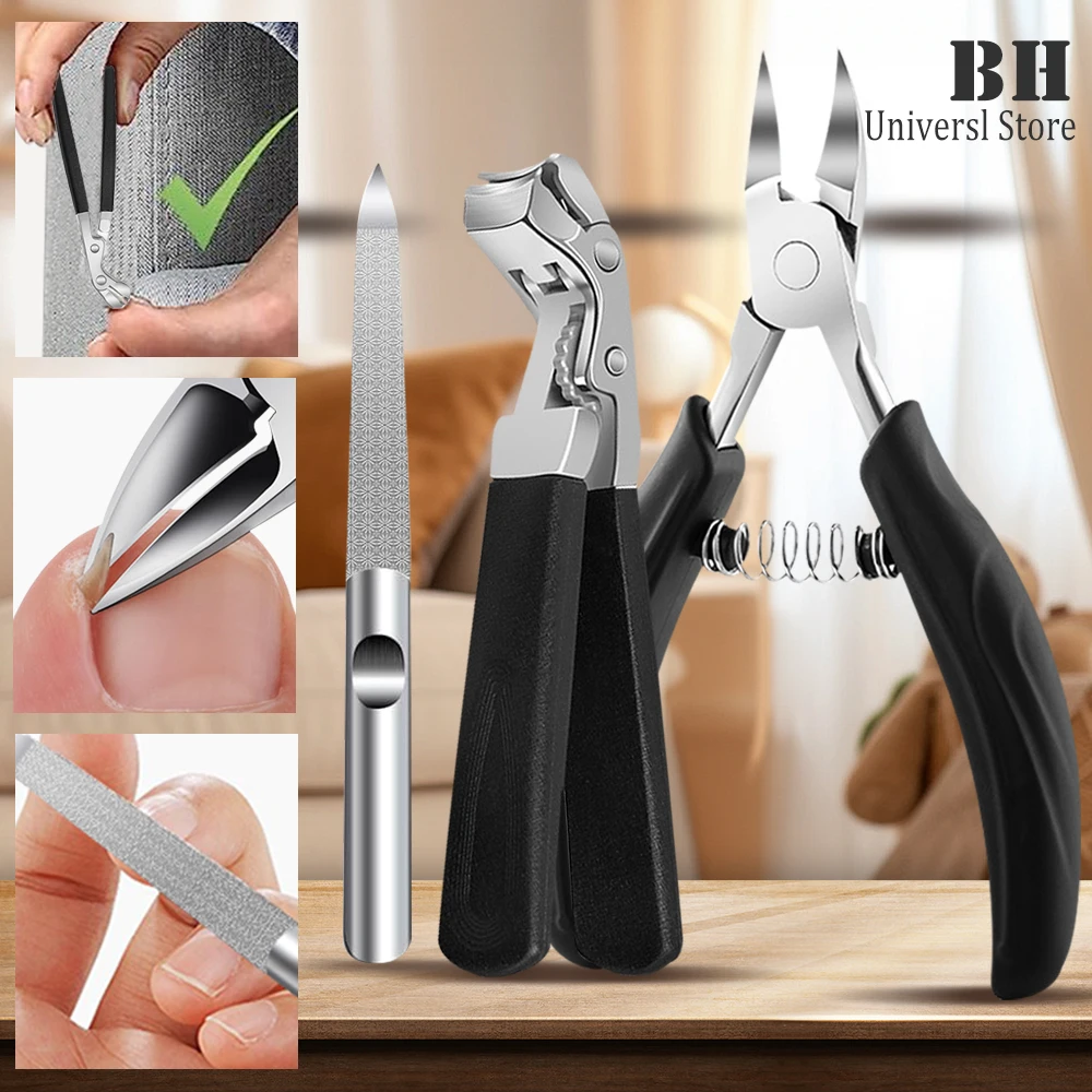 

3Pcs/set Toenail Clippers for Seniors Thick Toenails, Toe Nail Clippers Adult Thick Nails Long Handle Nail Clippers Kit