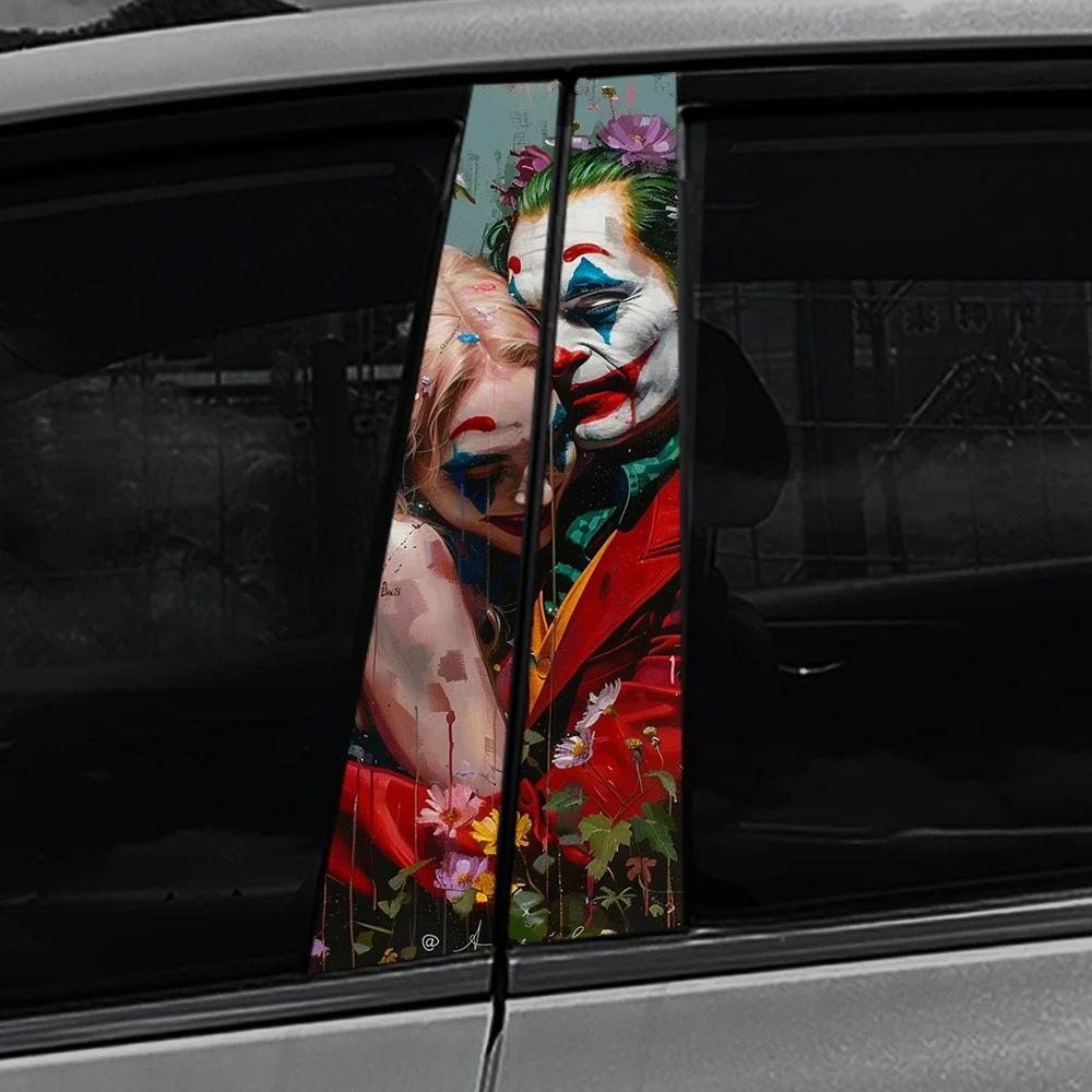 Auto B Pillar Car Stickers Joker CP PET Decals Waterproof Funny Decoration Cover Scratches Sunscreen Car Doors Pillar Trim