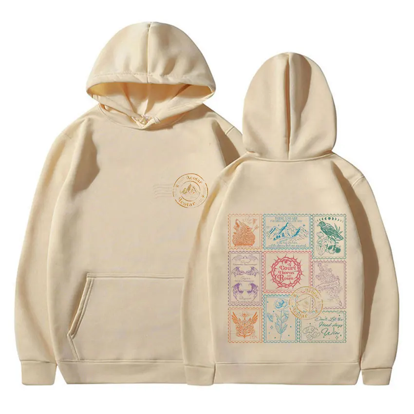 رواية ساخنة محكمة الشوك والورود ACOTAR الجرافيك هوديي للجنسين الرجعية الجمالية بلوزات موضة عالية الجودة الصوف هودي