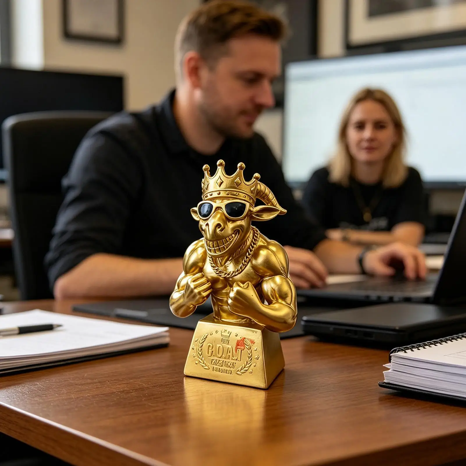 Funny Goat Award Muscle Goat Tabletop Figurine Humorous Desk Figurine For Players Winners Athletes Captains League Home