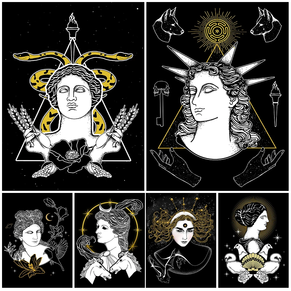 

Greek Mythology Goddess Print Hellenic Pagan Mythology Art Poster And Print Moon Goddess,Triple Goddess,Huntress,Wall Art Decor