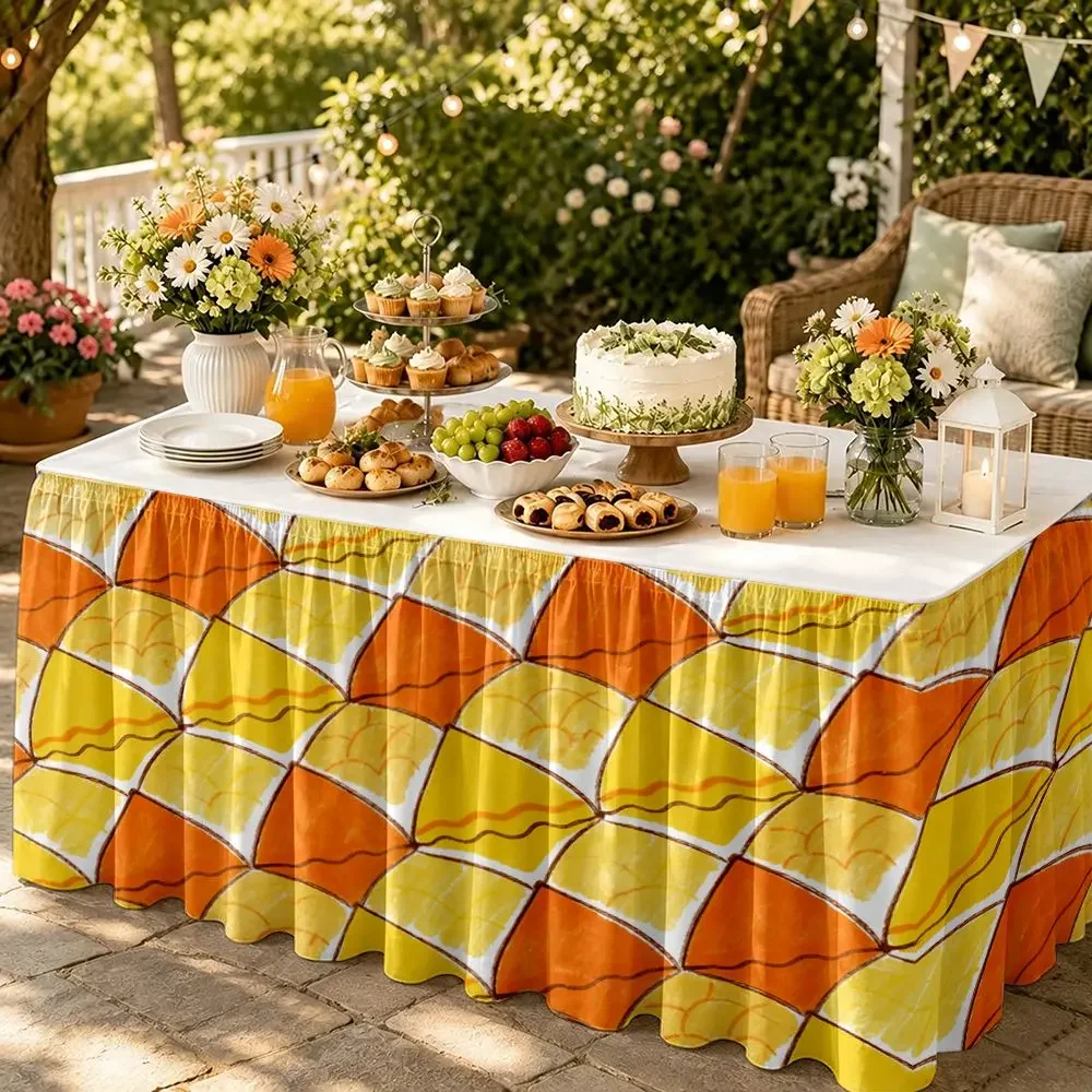 One-piece set. Autumn candy corn print table skirt - suitable for party supplies