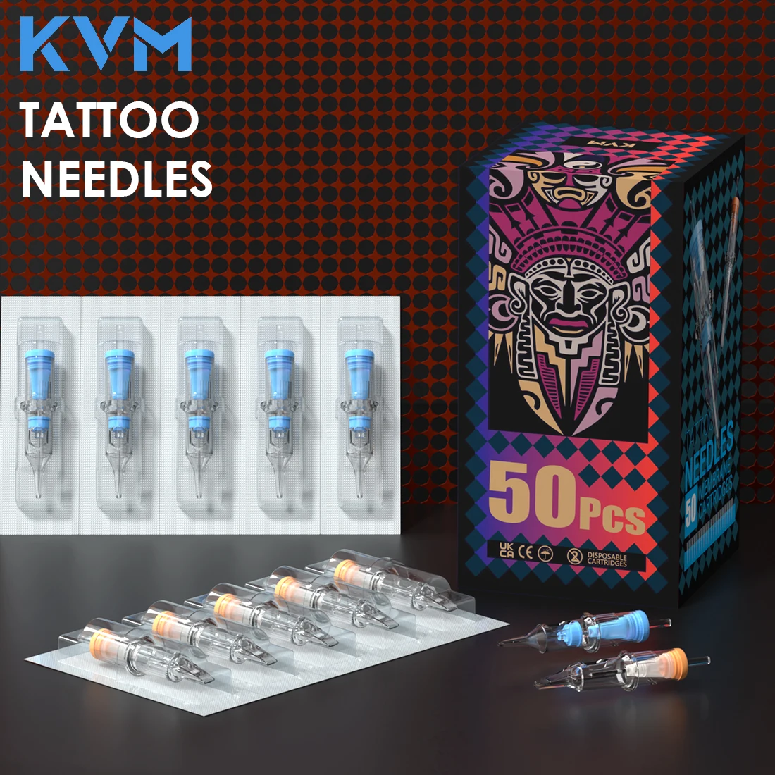 

KVM 50Pcs Tattoo Cartridge Needle Mixed Set RM / RL/ M1/ RS Needle Diameter 0.3MM/0.35MM with Diaphragm for Tattoo Machine