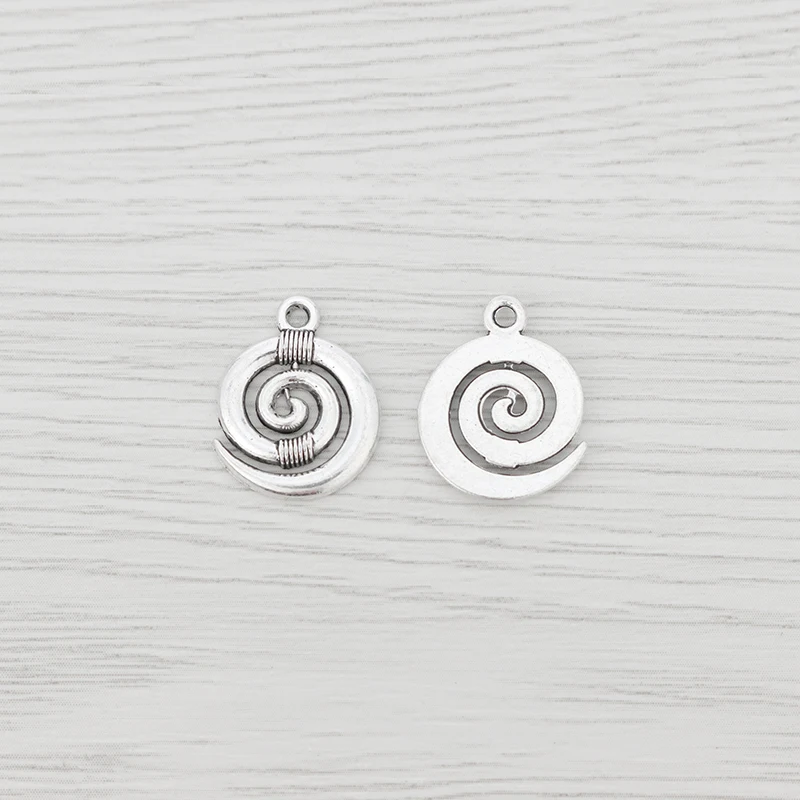 20 Pieces Silver Color Swirl Spiral Vortex Circle Charms Pendant For DIY Necklaces Jewelry Making Findings Supplies Accessories