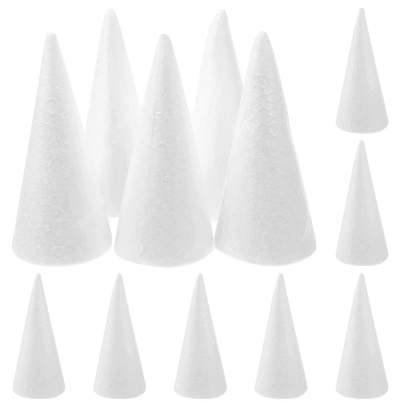 12pcs 10cm White Solid Foam DIY Cone Children Handmade DIY Craft Cone Accessories Home Craft Christmas gift Festival Party decor