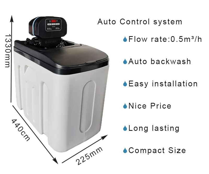 500 LPH Bore Water Softener Filter System for Home Use Domestic Descaler with Housing and Ion Exchange Resin for Hotels