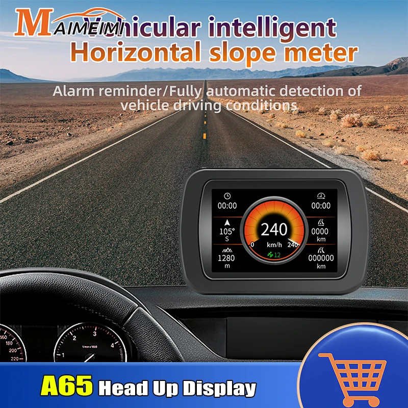 A65 GPS Speedometer Car Head Up Display Off-road OBD for HUD Satellite Signal Digital Display Meter Compass Slope Inclinometer