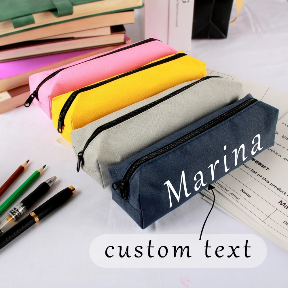 Custom Name Oxford Cloth Pencil Case Personalized Text Pen Bag Zipper Stationery Pouch for Students School Office Supplies