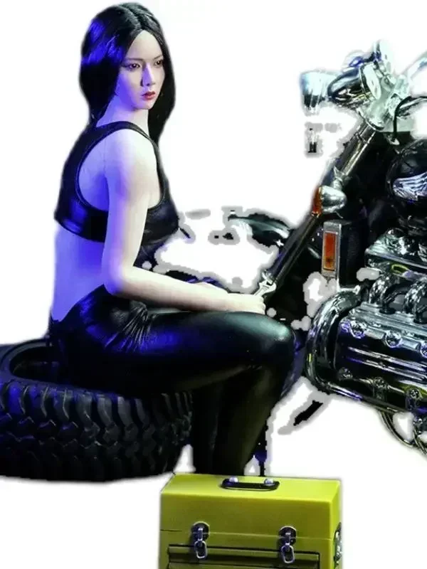 1/6 Bilancia Motorcyle Ragazza Uniforme Pu Reggiseno di Pelle Pantaloni Modello di Vestiti per 12 "Femmina Soldato Action Figure PH Doll Hobby Giocattolo