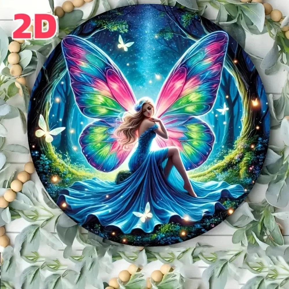 ساحر الغابات الجنية جولة 2D جدار الفن السحرية فراشة مليئة بالنجوم ليلة السماء ديكور المنزل بار #1