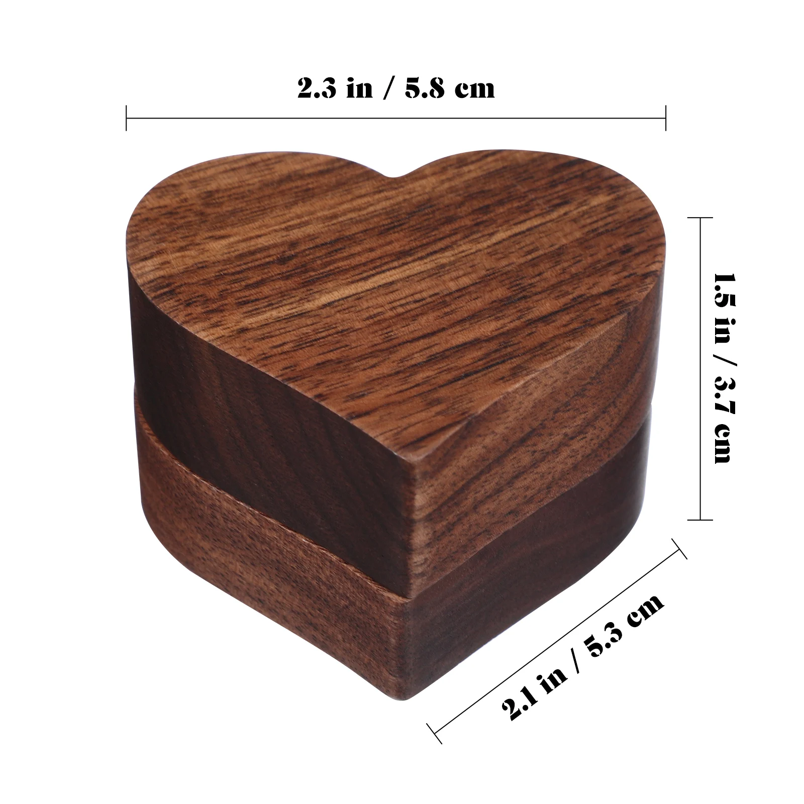 

Heart Shaped Wooden Ring Box Grain Lining Small Jewelry Display Holder Wedding Engagement Proposal Gift Wood Case