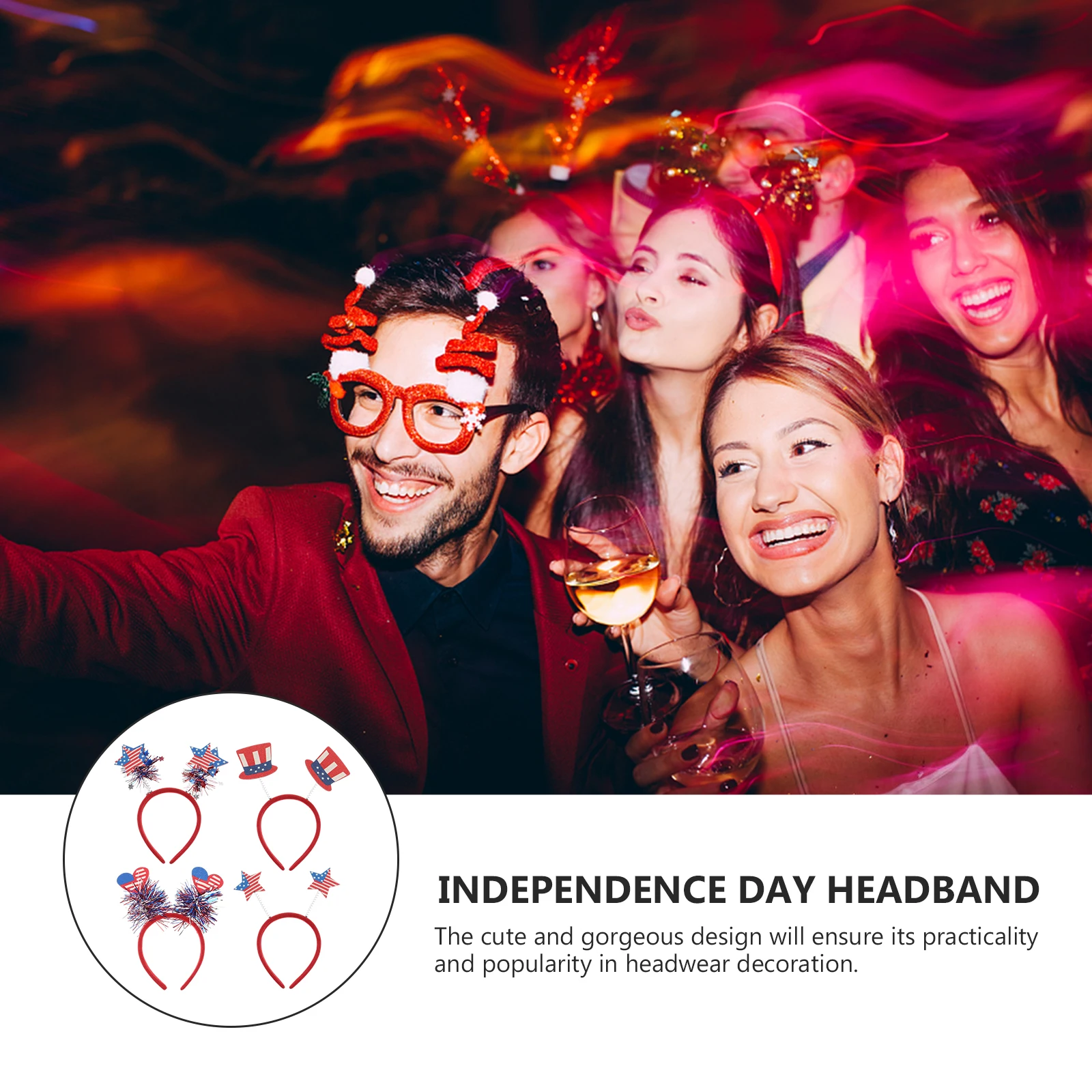 

4pcs Party Hair Hoops Durable Creative Independence Day Headdress Decorative Headwear for Girls Rave Party Accessories Festival