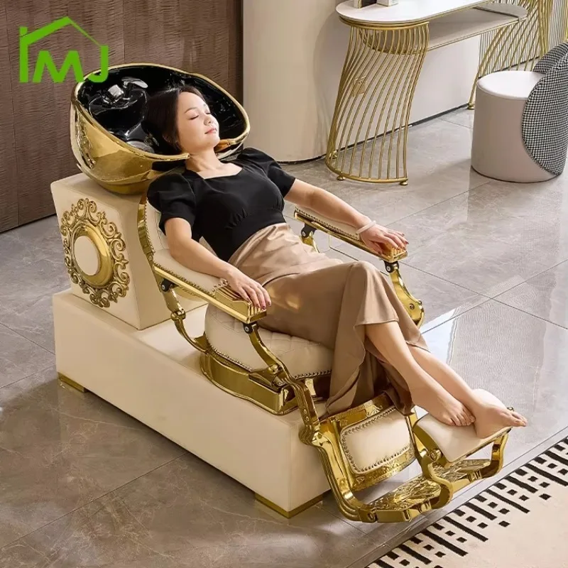 

Barber Shop Beauty Salon Massage Hair Washing Table Semi-reclining Head Spa Shampoo Chair