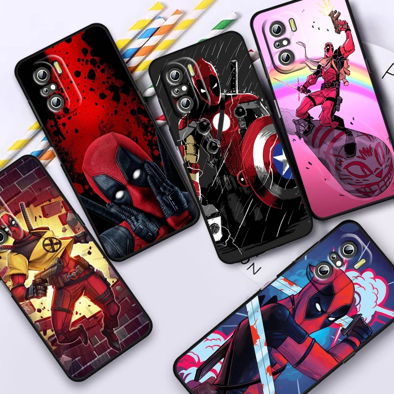 

Marvel Deadpool For Xiaomi Redmi Note 12 11E 11S 11 11T 10 10S 9 9T 9S 8 8T Pro Plus 4G 5G Black Phone Case