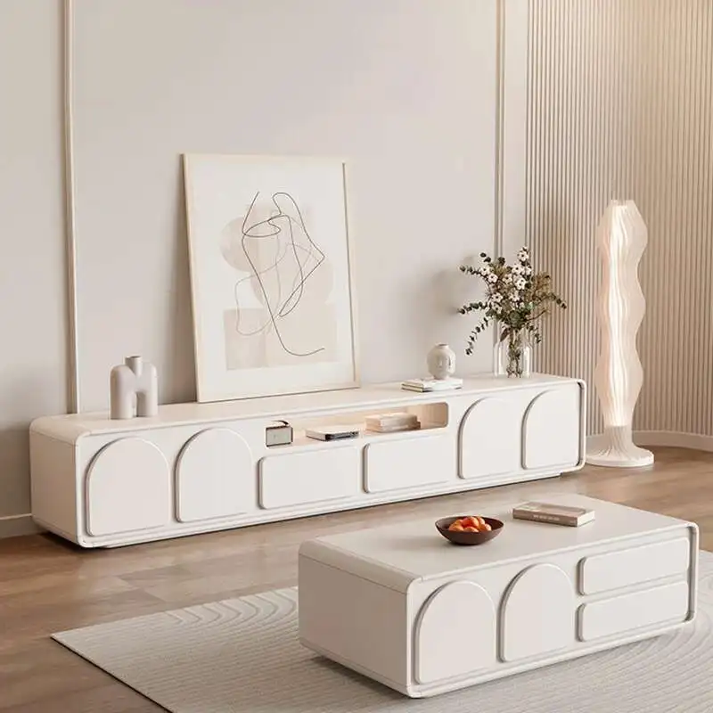 

White Cream Tv Table Fireplace Monitor Cabinets Modern Salon Luxury Display Tv Stands Floor Suporte Para Tv Home Decoration