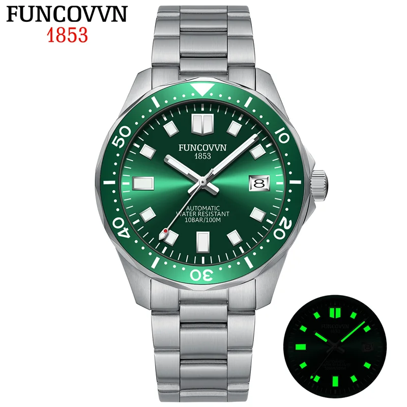 

FUNCOVVN Diver 41mm Men's Automatic Mechanical Watch Classic Retro 100m Waterproof Business Sports Watches Reloj Hombre NH35