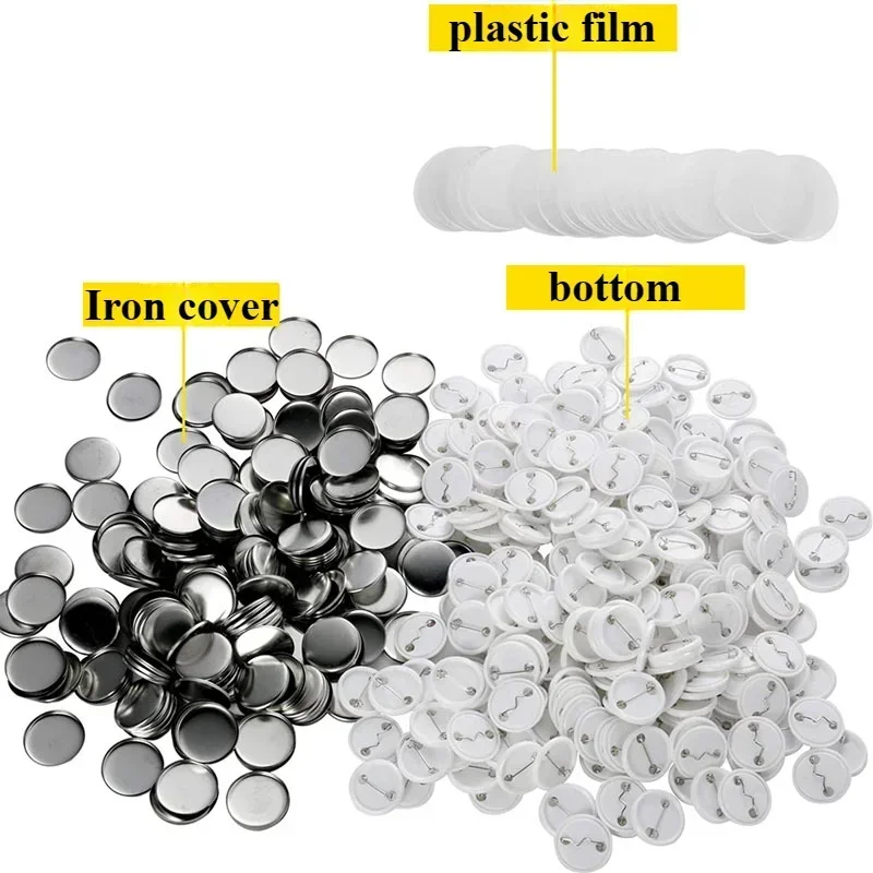 60PCS Metal Badge Pin Button Maker Parts 25-75MM, DIY Blank Badge Button Parts for Art Crafts Making Iron-Base Badges Set