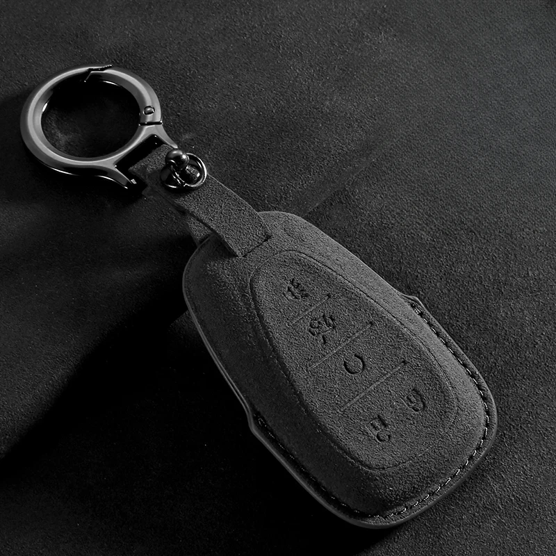 5 Button Suede Car Key Case Cover For Chevy Chevrolet 2017 2018 2019 2020 2021 Chevy Malibu Camaro Trax Traverse Protector Shell