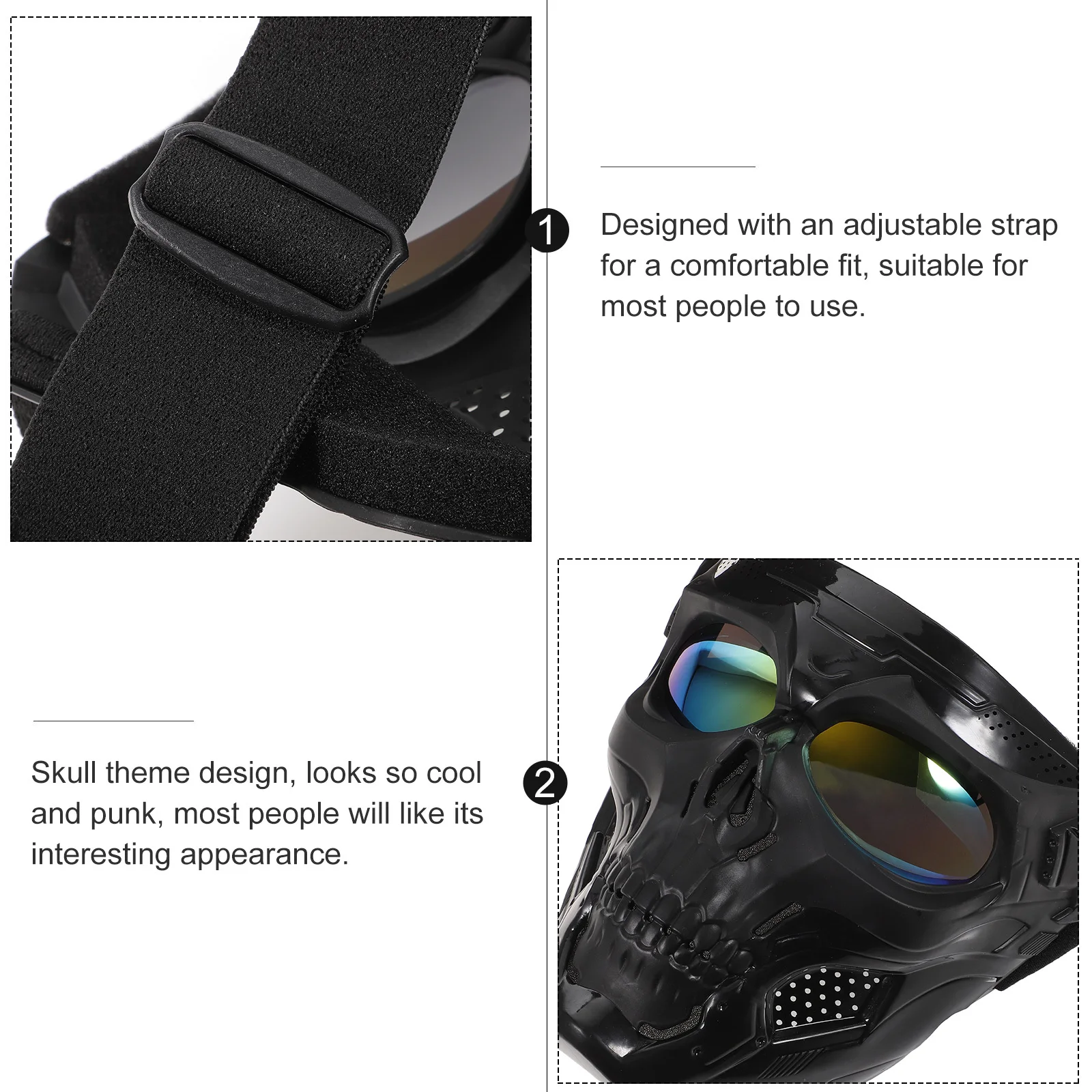 

Riding Goggles with Skull Design Wear Resistant Anti Glare Protection for Motorbike Cycling Games Ideal for Halloween Carnival