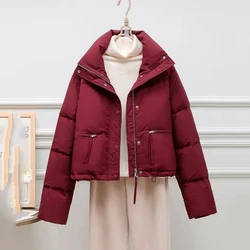 Chaqueta de otoño-invierno para mujer, abrigo de panadería con cuello levantado, Parka corta de algodón, abrigo acolchado de algodón, prendas de vestir, novedad de 2024