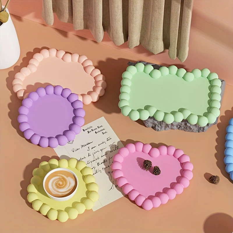 DIY Bubble Plaster Tray Coaster Silicone Mold, Candle Holder Jewelry Display Tray Home Decoration Handicraft Gift Making Mold