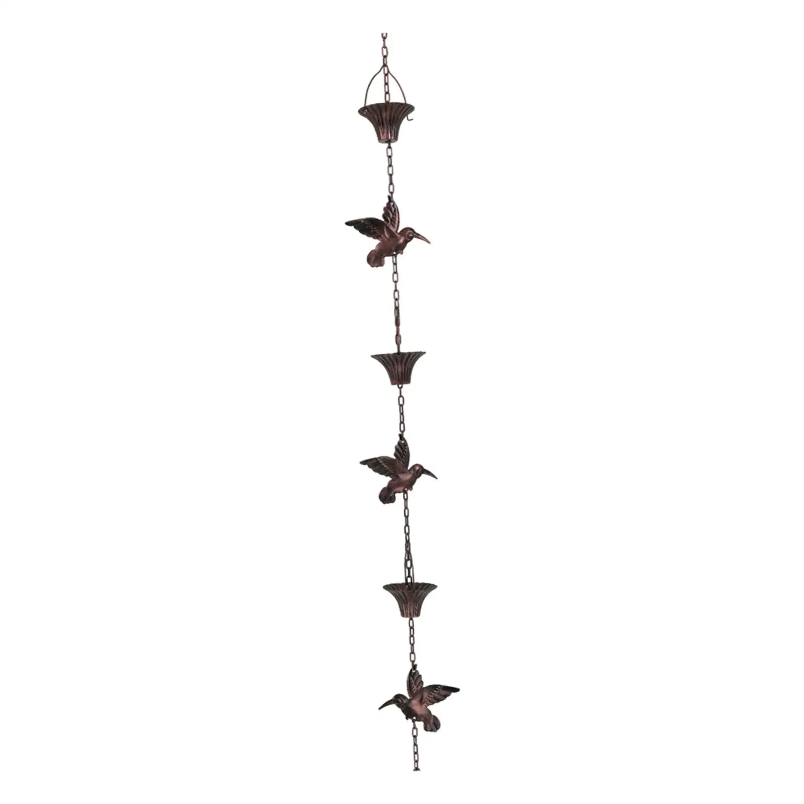 Metal Rain Chain Bird Motif Large Cup Downspout Ornament Stainless Steel for Home Drainage