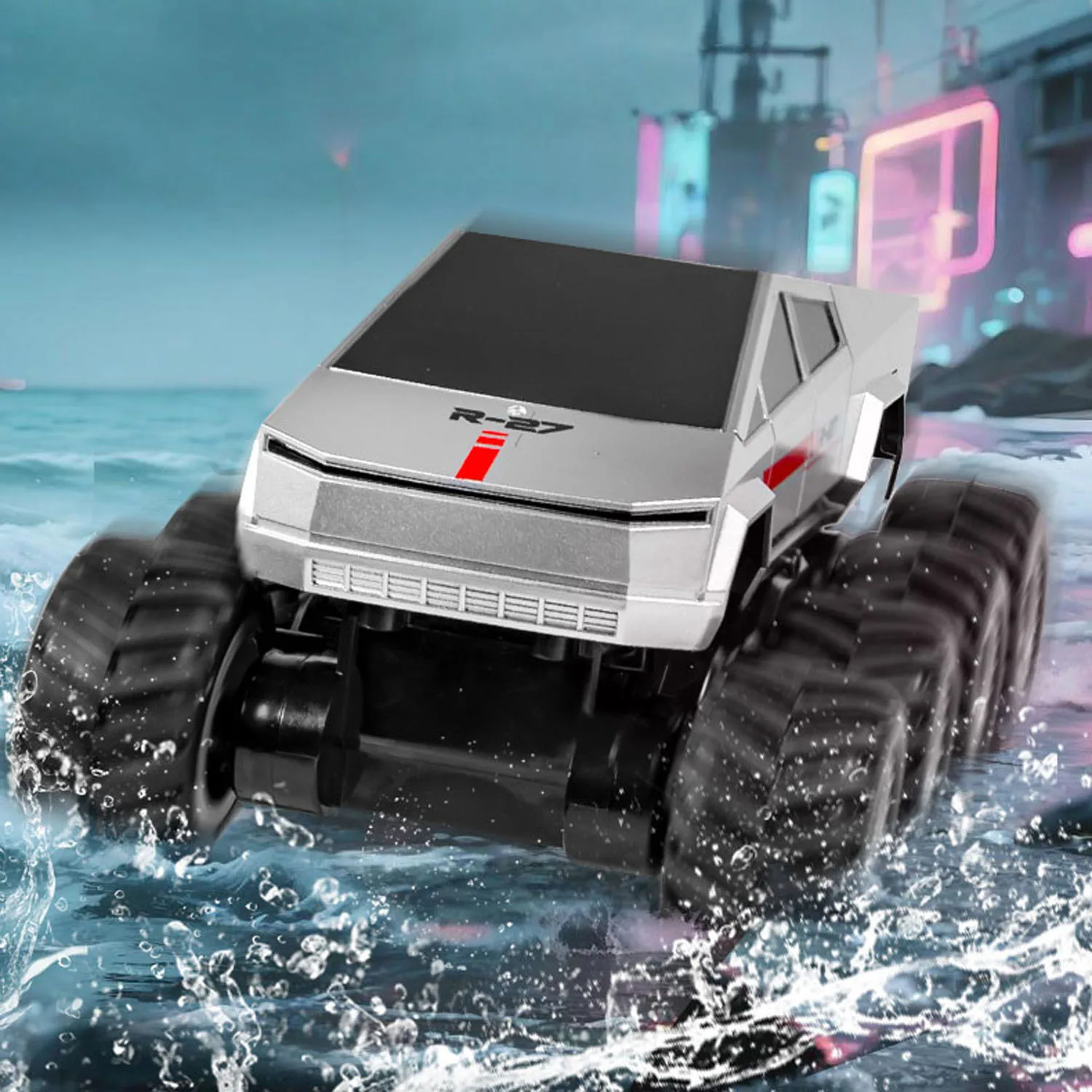 1/18 2.4g rc captador modelo q218 8*8 anfíbio todo terreno controlado fora de estrada carro dublê rotação 360 bateria rtr