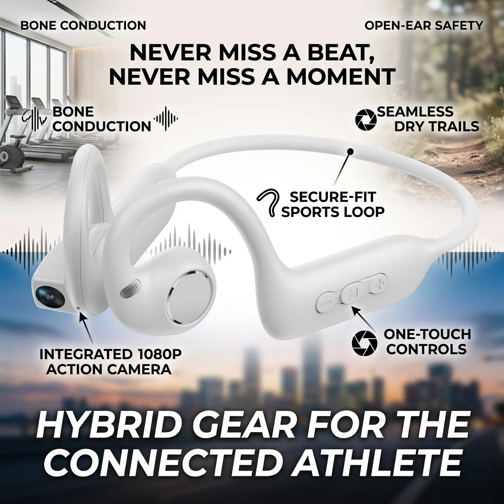 Bluetooth Headphones With Camera Shooting Translation Chat WIFI Video Recording Bluetooth 5.4 Sports Earphones With Mic New