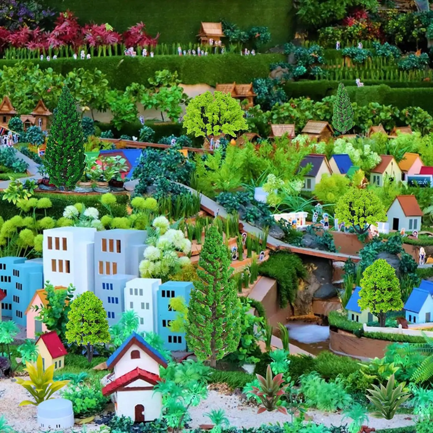 30Pcs Sand Table Model Tree Set 3-6cm Miniature Handcrafted Small Trees for Micro Landscape Materials Diorama Accessories