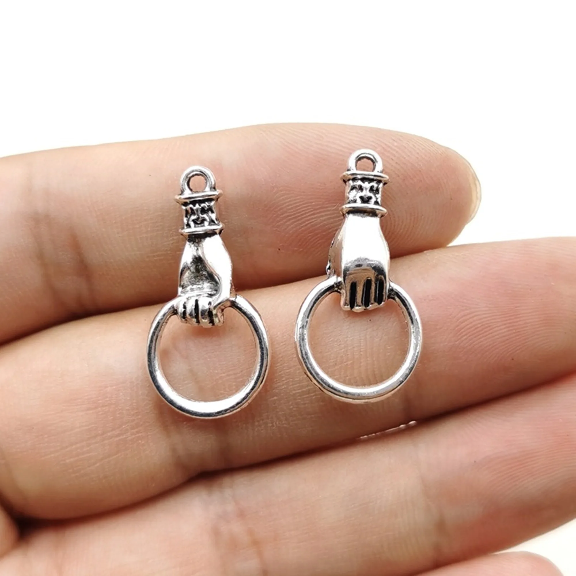 20pcs/lot 13x27mm alloy grip ring small pendant hand pendant DIY jewelry accessories