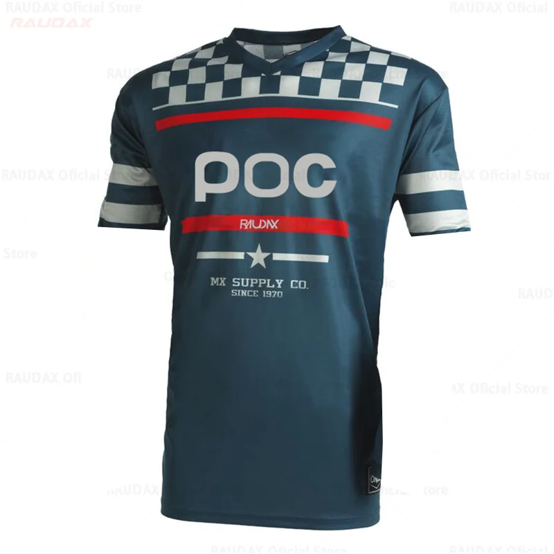 New Men MTB Jersey RAUDAX POC koszulka zjazdowa Motocross Mountain Enduro koszulka rowerowa Offroad DH koszulka kolarska odzież Maillot