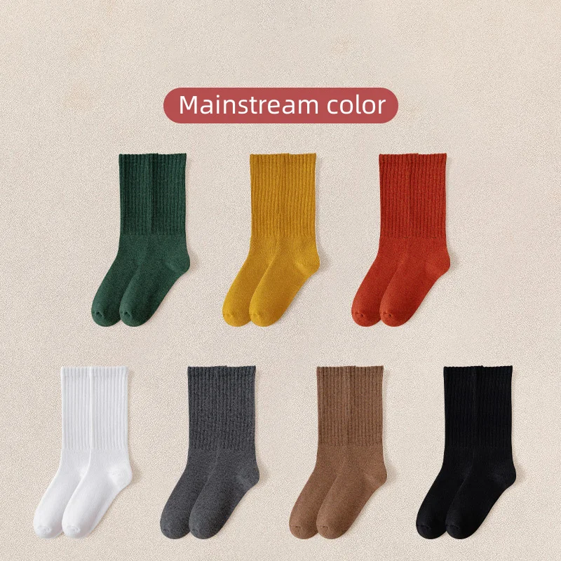 Autumn  Winter New Women\'s Socks Solid Plus Cashmere  Warm All-match Business Casual Socks