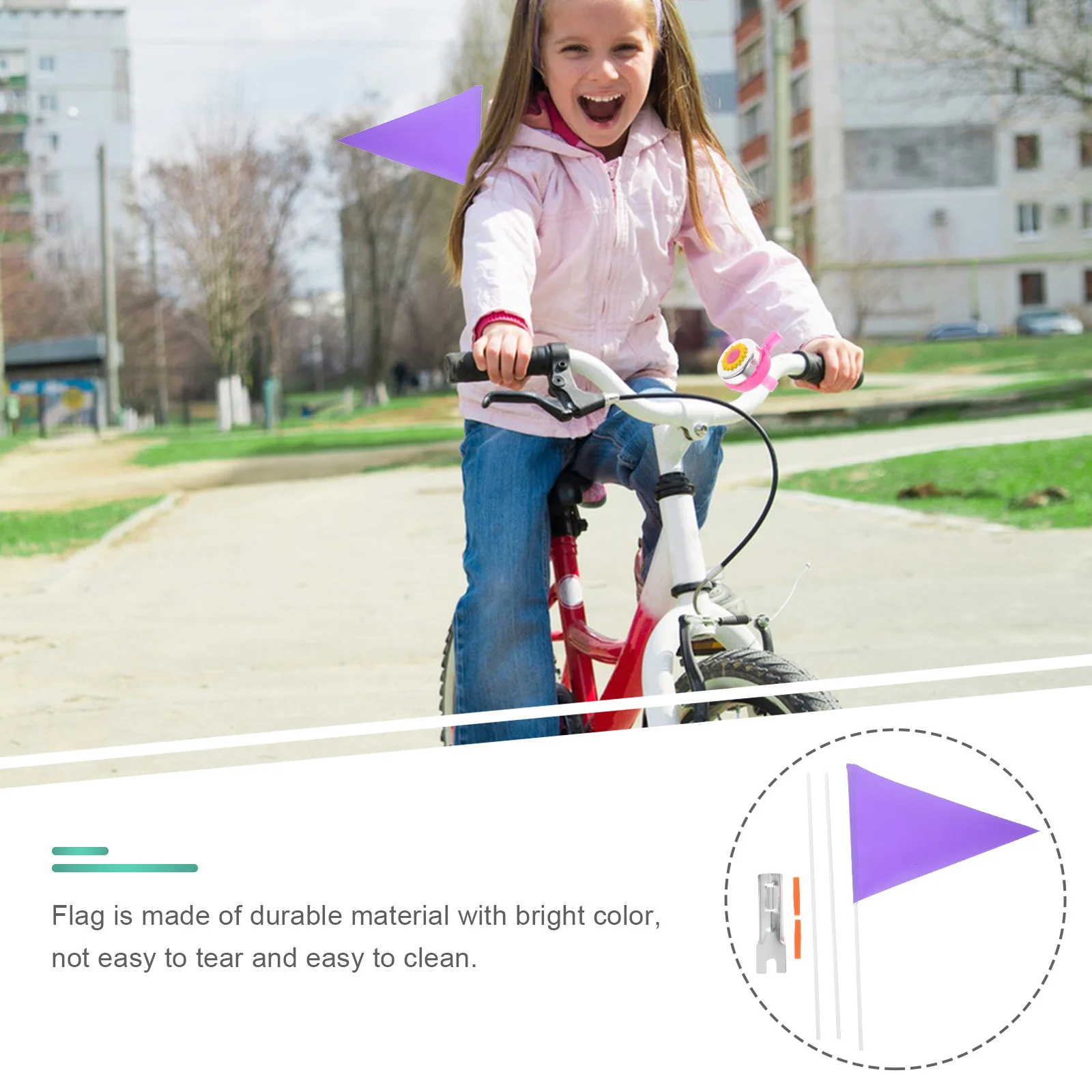 Bike Bicycle Flagpole Safety Outdoor Accessories Flags for Warning Purple Child