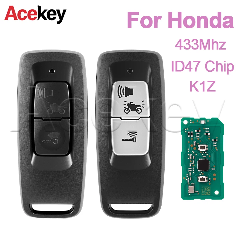 

Moto Remote Control Key Fob 433Mhz ID47 Chip for Honda PCX160 FORZA Motorcycle 35111/35121-K1Z-U11 Replace Car Smart Key Battery