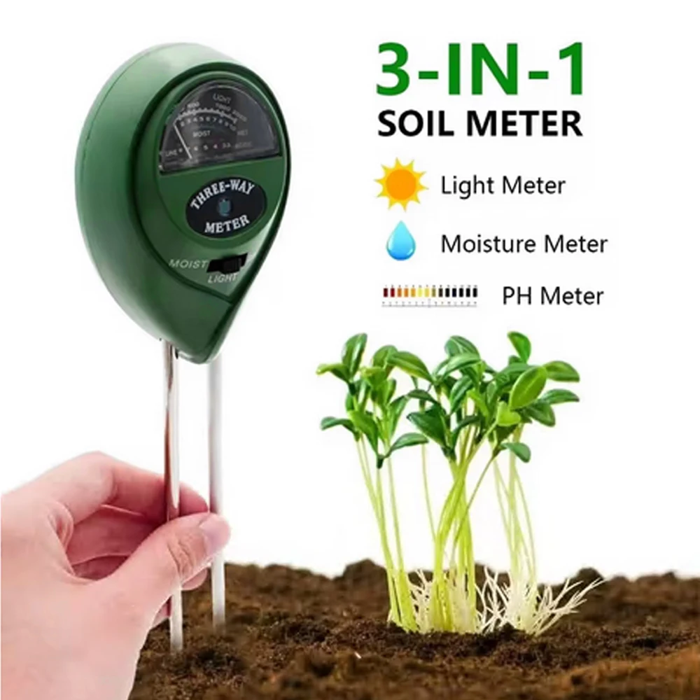 3 In1 Moisture Sunlight PH Meter Soil Water Acidity Humidity Light PH Test Garden Plants Flowers Moist Tester