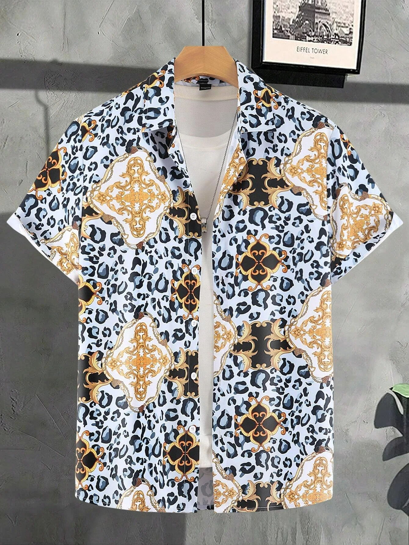 Men Women Casual Ethnic Style Printed short-sleeved Shirts Fashionable Personalized short-sleeved button-down short-sleeved Tops