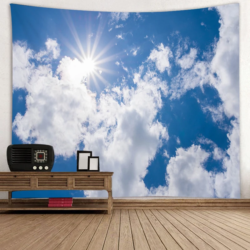 Sun blue sky and white clouds tapestry wall hanging dormitory home decoration tapestry suitable for bedroom living room