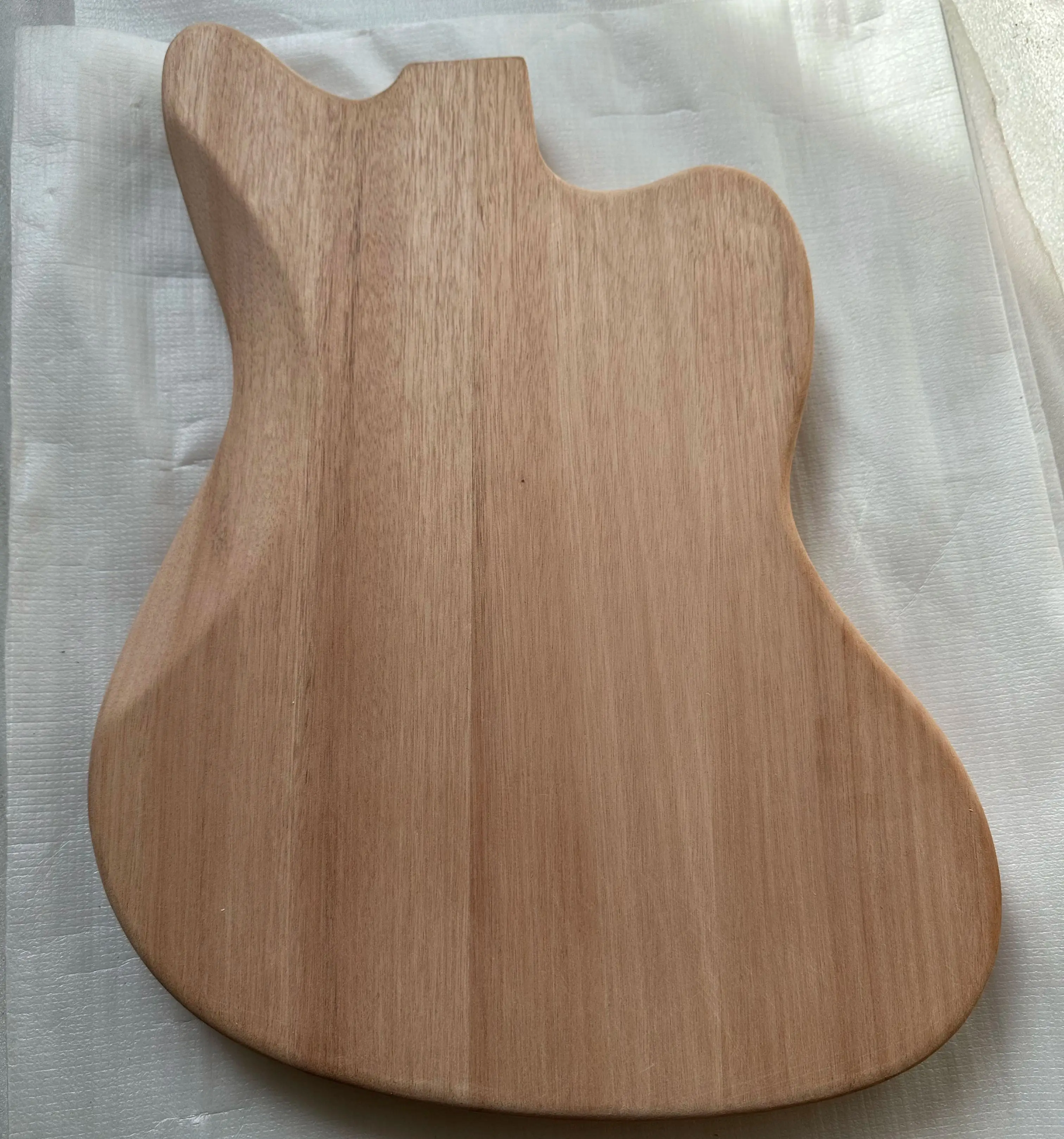 Unfinished Electric Guitar Body Left Hand,Mahogany Wood, No Paints,Ja Style,DIY Replacement Part Accessories,with Pickguard
