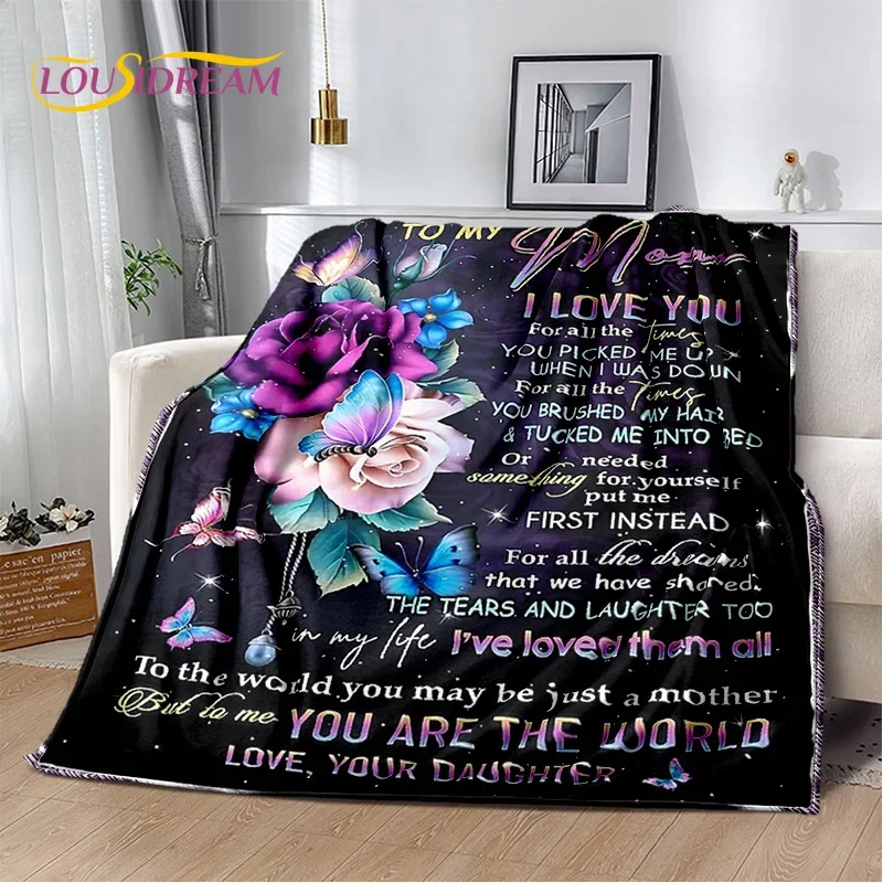 هدية شكرا لأمي أبي زوجة الزوج رسالة الحاضر بطانية ، بطانية رمي لينة للمنزل غرفة نوم السرير نزهة غطاء أريكة مكتب #6