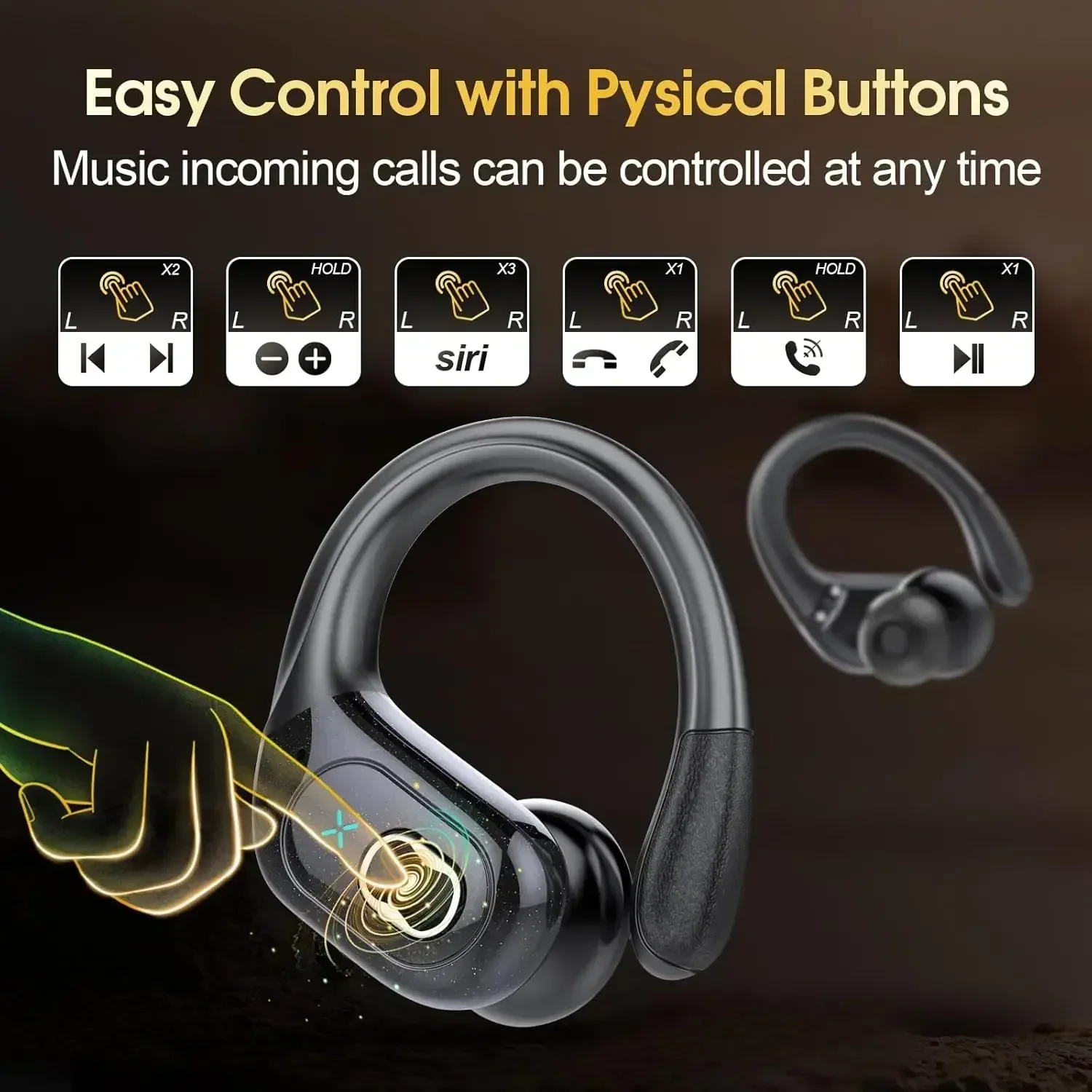 Headphone HD65 TWS Bluetooth V5.4 Asli Earphone Tampilan Digital LED Nirkabel Headset Tahan Air Pengurang Kebisingan Baru